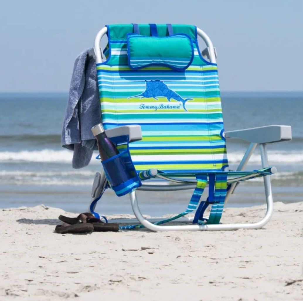 Tommy Bahama Beach Chair â Adjustable & Foldable w/ Cooler Pouch (New)