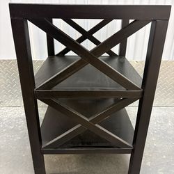 Modern Dark Wood End Table – 3 Shelf Side Table