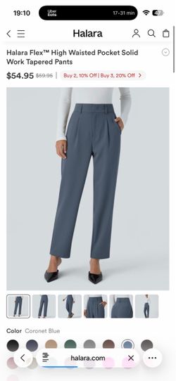 Halara High Waisted Pocket Solid Work Tapered Pants