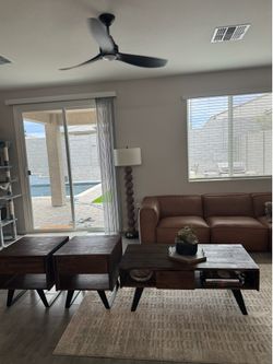 Simpli Home Lowry solid wood coffee table and 2 end tables