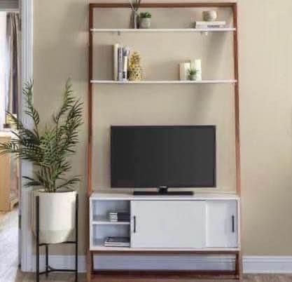 NEW 42” Ladder Shelf TV Stand Media Console w/ Storage Cabinet & Shelves - 40” TV