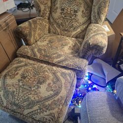 Wing Back Chair And Ottoman 