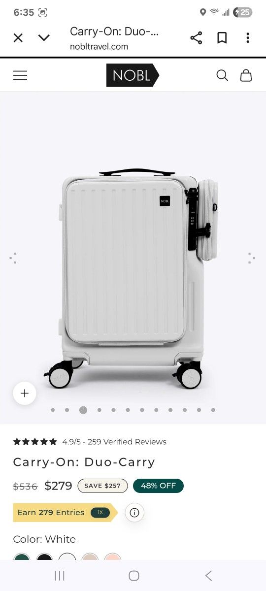 NOBL Carry-On: Duo Carry w/ Crossbody – Zipperless PC Hard Shell, NEW!
