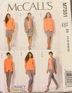 Plus Sixe McCall’s M7332 Pants Jacket Skirt Top Set Pattern  Size 14-22 Uncut