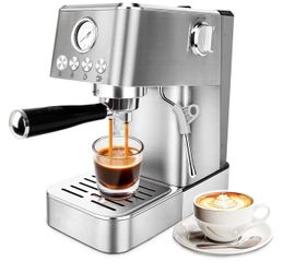 Sorgente 20 Bar Espresso Machine, Stainless Steel Coffee Maker with Milk Frother