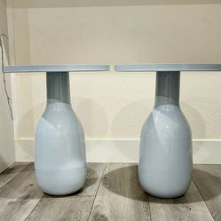 Light Blue Designer Metal End Tables | New