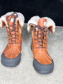 UGG Leather Winter Boots with Shearling Cuff