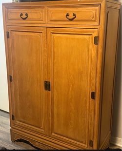 Wood Armoire Cabinet with Two Drawers