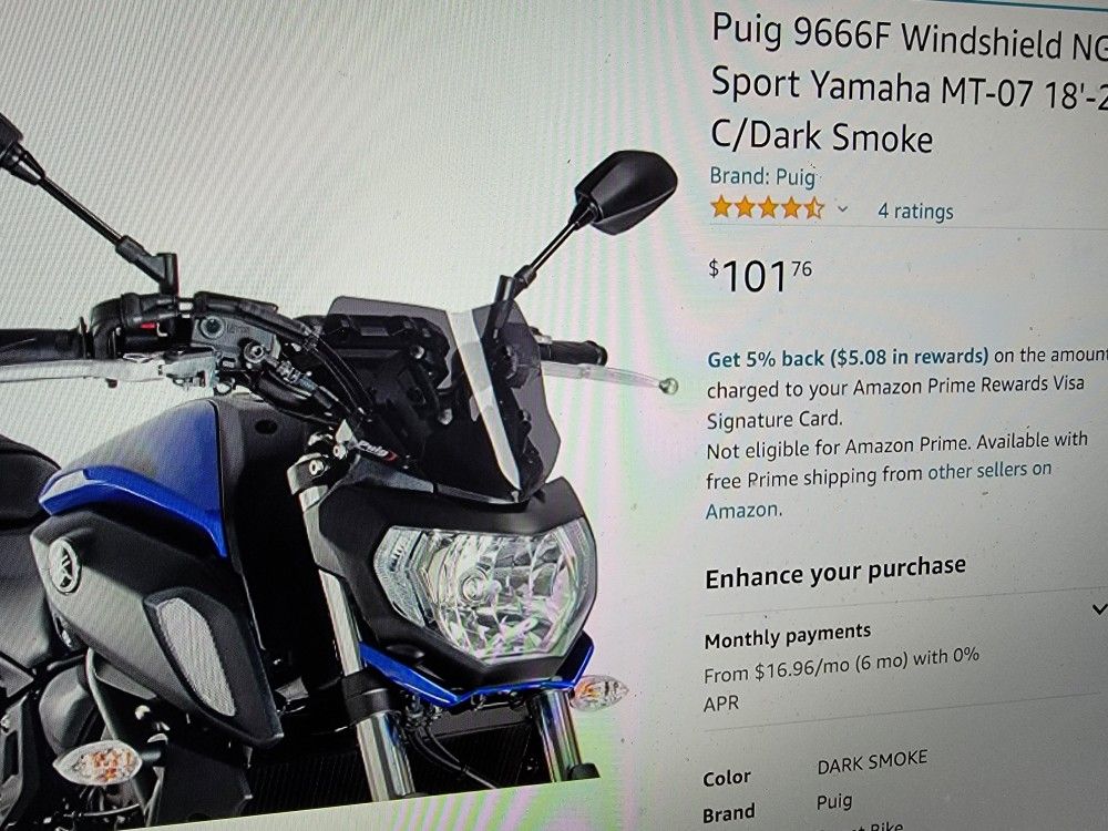PUIG Windshield 2018-2020 Yamaha MT 07