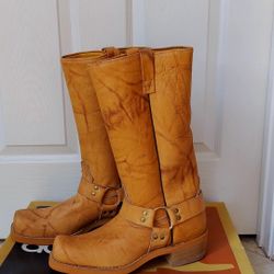 Real Leather Cowboy Boots. Tan Leather Boots