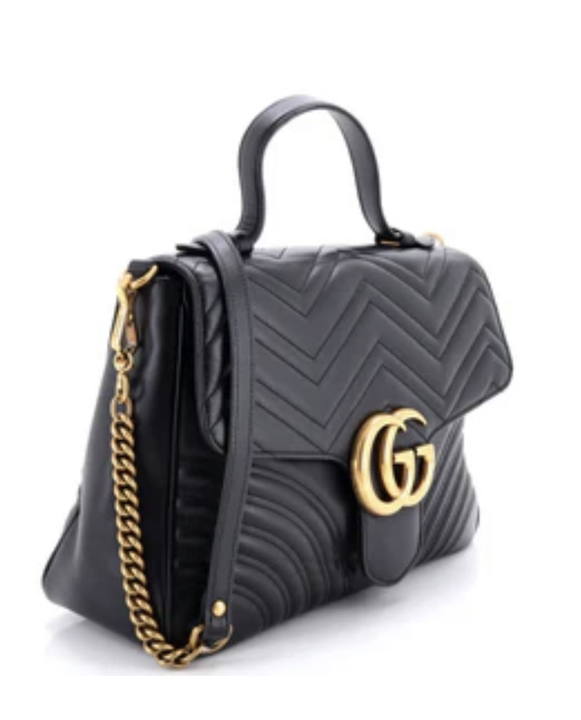 GG Marmont Top Handle Flap Bag Matelasse Leather Medium