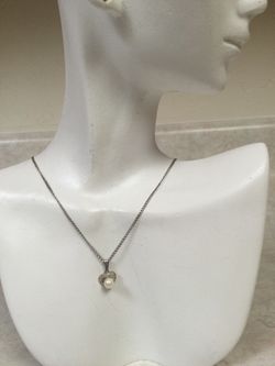 Serling Silver Pearl Necklace (chain 16”)