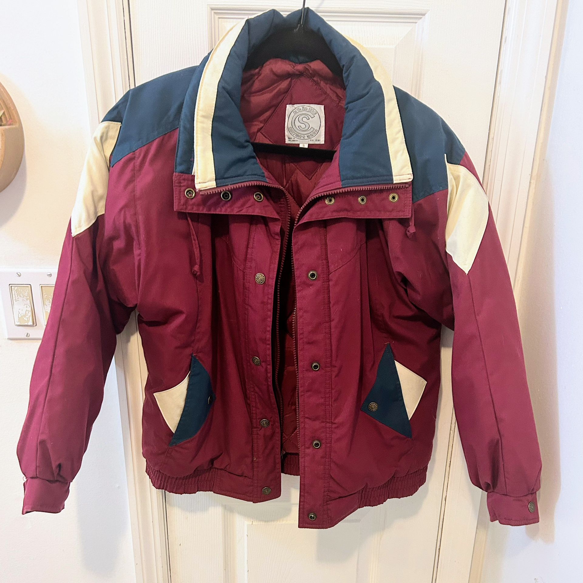 Vintage Current Seen Puffer Jacket Maroon Teal White