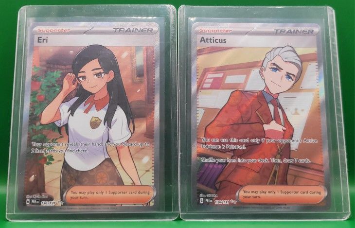 Eri #136 Pokemon & Atticus #134 Pokemon Prismatic Evolutions, Full Art Cards