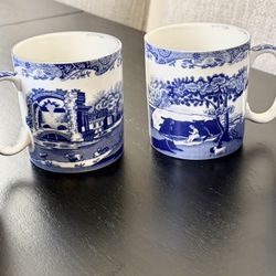 Set of 8 Spode Blue Italian Mugs