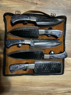 5 Pcs Full tang Damascus Kitchen Sets
