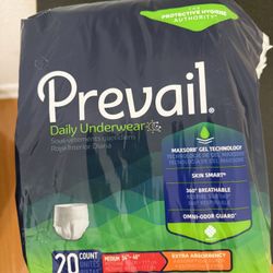 PREVAIL ADULT UNDERWEAR XTRA ABSORBENCY MEDIUM 34"-46"