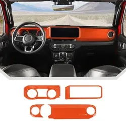 JeCar Orange Interior Dash Panel Trim Kit for 2024+ Jeep Wrangler JL / Gladiator JT – 4PCS