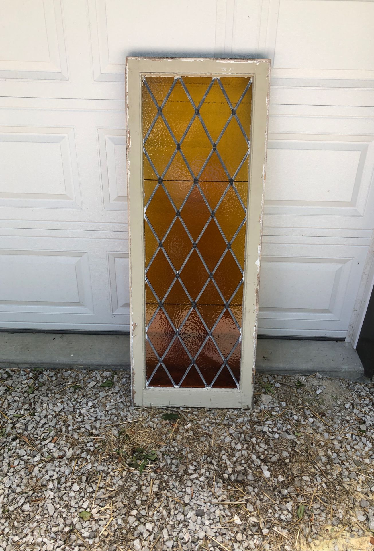 Stained Glass Leaded Window- Amber Glass