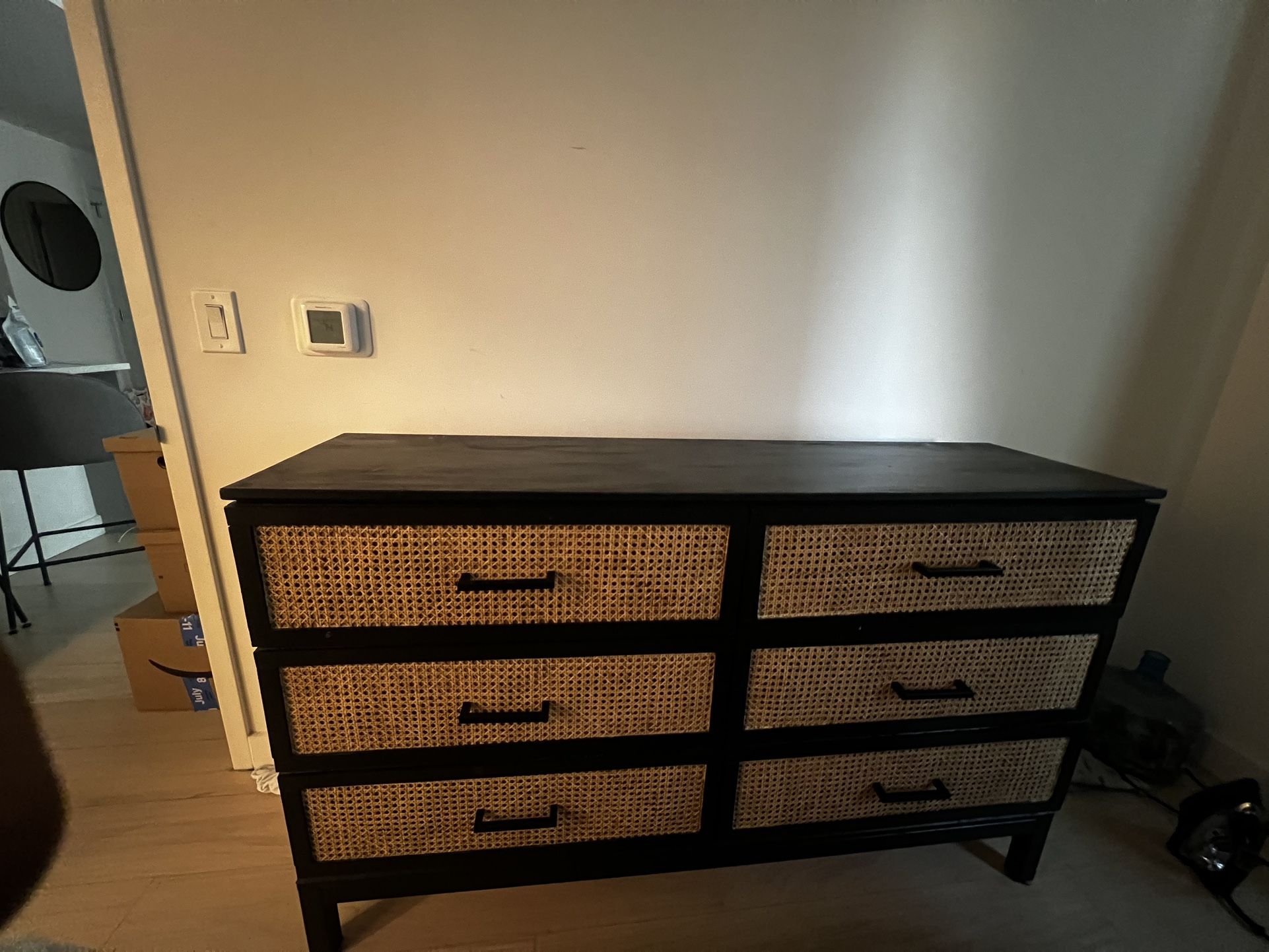 Black Cane Drawer Dresser – Stylish & Sturdy!
