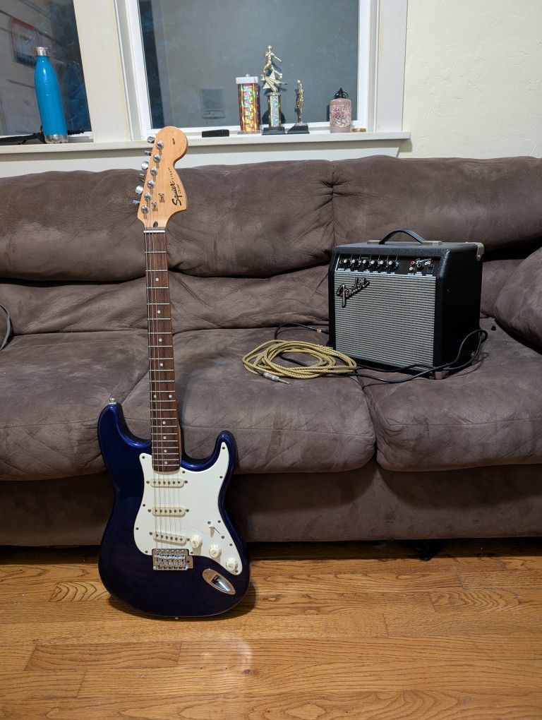 Fender Squire Electric Guitar And Fender Amp