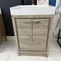 24" Freestanding Rustic Gray Bathroom Vanity  