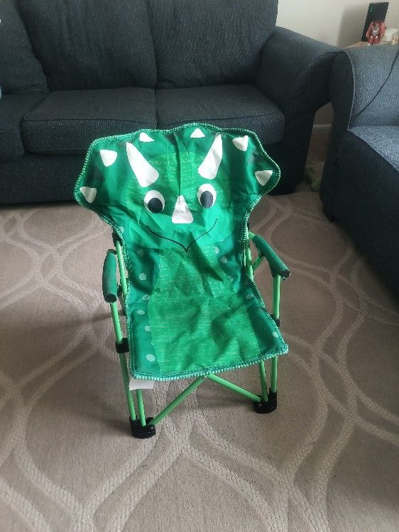 Kids Outdoor Folding Arm Chair Steel Frame (Dinosaur)