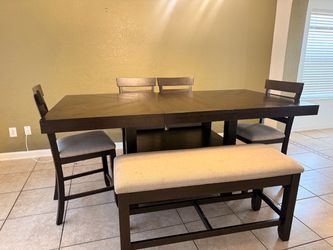 Mega Furniture Dining Table Set - Table, 6 Chairs & Bench