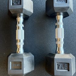 Rogue Fitness Rubber Hex Dumbbell Pair - 7.5lbs