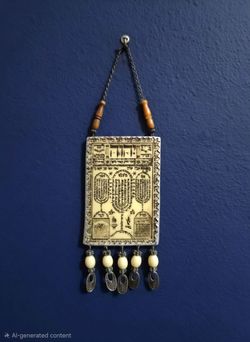 MCM Hebrew Kabbalistic wall-hanging amulet, Shiviti plaque Protective Symbols 8.5"