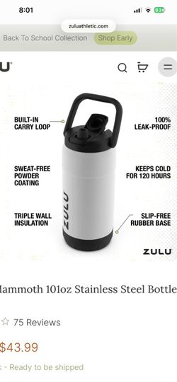 Zulu Mammoth 101oz Stainless Steel Water Bottle