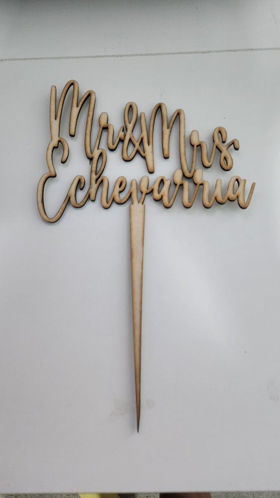Mr & Mrs EchevarrÃa Wood Cake Topper