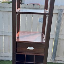 Dark Wood Wine Bar Cabinet w Glass Rack 