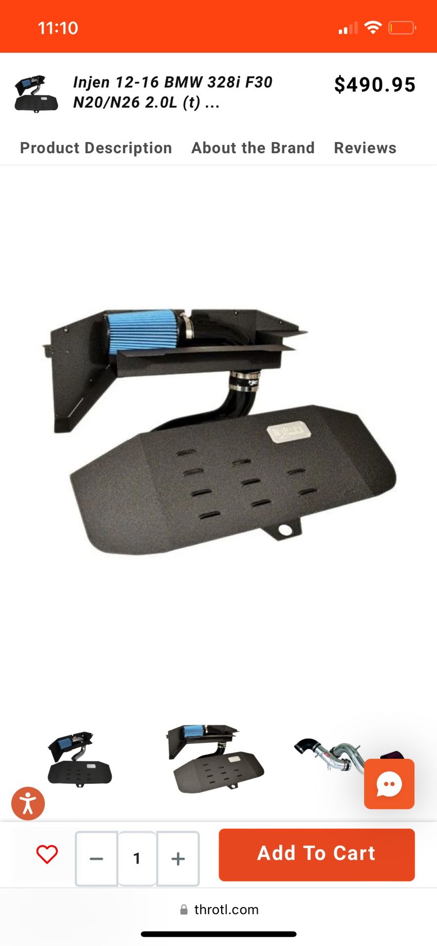BMW 328i F30 N20/N26 Injen Cold Air Intake 