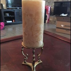 Beautiful Large Candle With Gold Holder