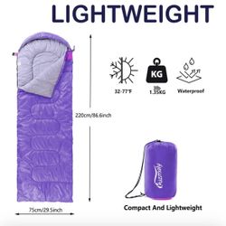 Camping Sleeping Bag 3 Seasons Lightweight &Waterproof with Compression Sack Camping Sleeping Bag Indoor & Outdoor for Adults & Kids