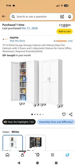 75" H Metal storage cabinet - new sealed