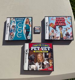 Nintendo DS Games Cooking Mama 3 / My Fashion Mall/ Pet Vet/ Cloudy with a Chance of Meatballs