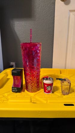 starbucks cups and ornaments