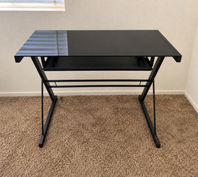 Black IKEA Glass Computer Desk w/ Keyboard Tray
