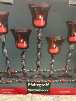 Pfaltzgraff Winterberry Set of 5 Hurricane Candleholders