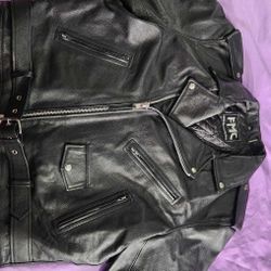 Men's Black 2x FMC Genuine Leather Biker Jacket 