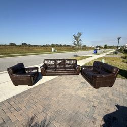Free Delivery- Genuine Leather Couch Set