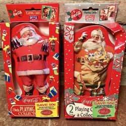 Set Of Two Vintage Coca-cola Santa 2deck Set Premium Cards Collector Tins