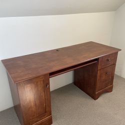 Spacious computer desk with storage + keyboard tray
