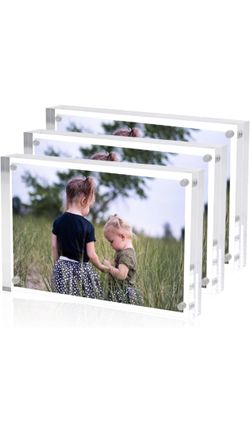 Acrylic 4x6 Picture Frames (3 Pack) Clear Photo Display, Magnetic (New!!!)