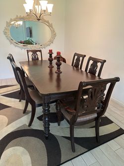 Dining room set with large mirror