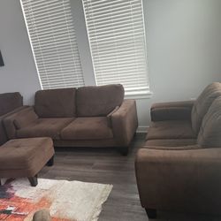 Living Room Set For Sale, Couch Love Set And Ottoman In Good Condition