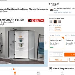 Hi my people we have this three items walls /base / glass door delta brand new in box we locate in hesperia please if you suero=it’s buyer message