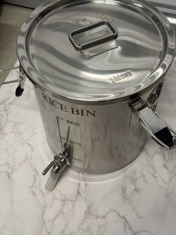 Stainless Steel Rice Storage Bin 8KG SUS304 Rice Dispenser with Spigot